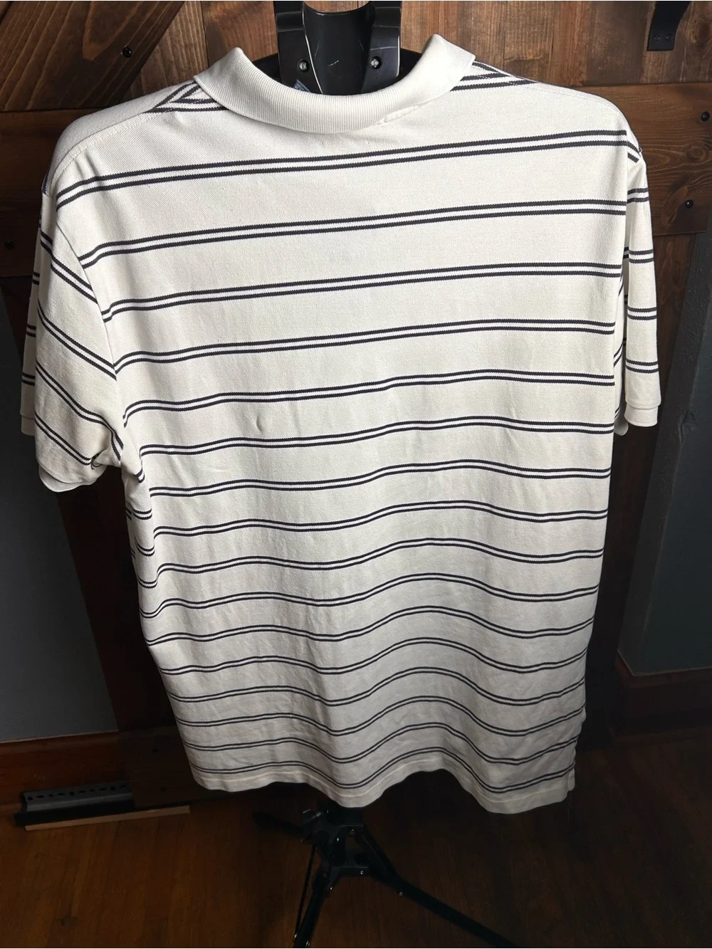 Polo by Ralph Lauren White Polo with Navy Stripes and Green Pony Logo